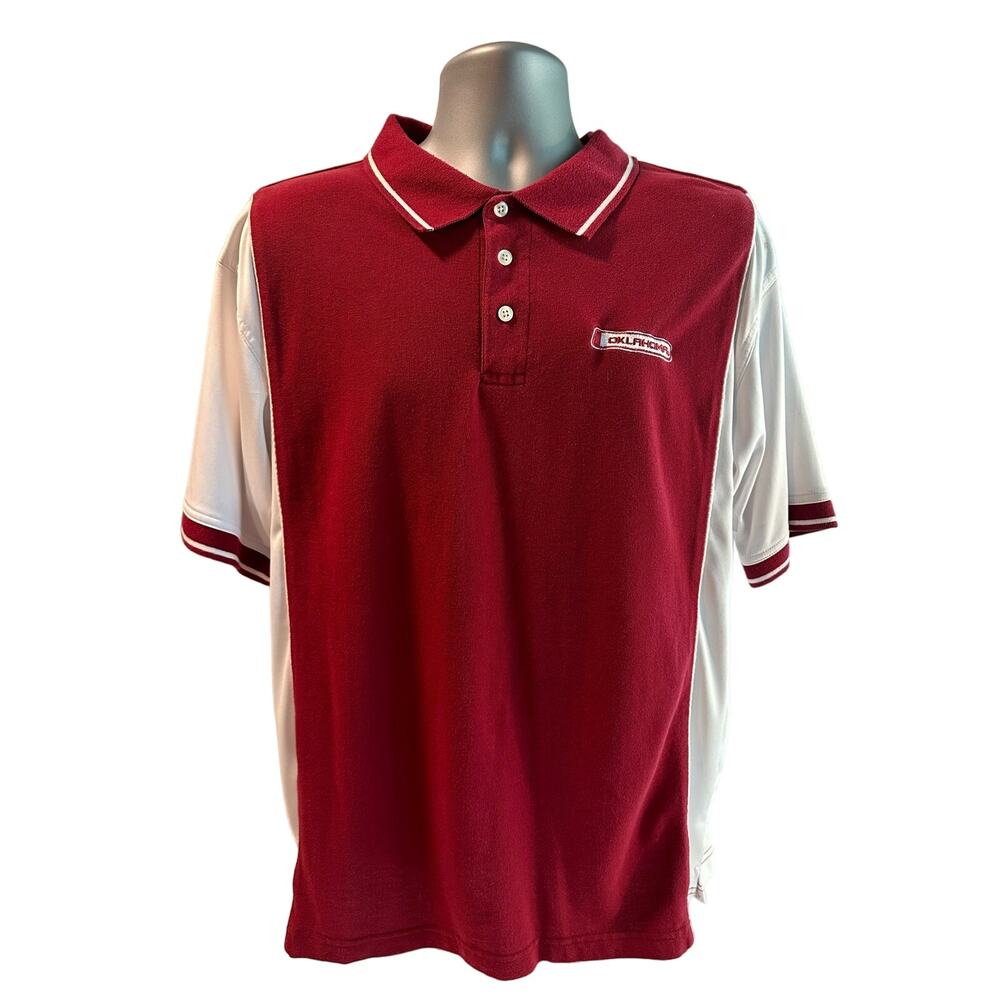 Red Oak Sportswear University of Oklahoma Golf Shirt Maroon and White L
